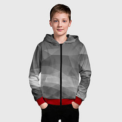 Толстовка на молнии детская Серый геометрический объёмный паттерн, цвет: 3D-красный — фото 2