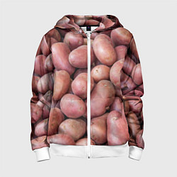 Толстовка на молнии детская Картофельные клубни, цвет: 3D-белый