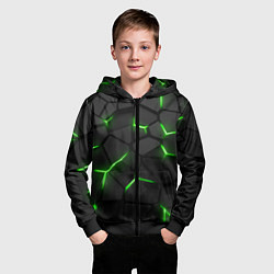 Толстовка на молнии детская Green neon steel, цвет: 3D-черный — фото 2