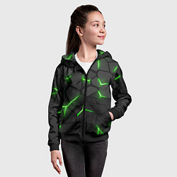 Толстовка на молнии детская Green neon steel, цвет: 3D-черный — фото 2