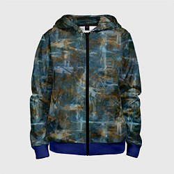 Толстовка на молнии детская Синий и коричневый абстрактный гранжевый, цвет: 3D-синий