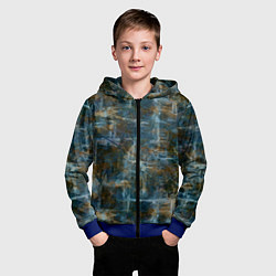 Толстовка на молнии детская Синий и коричневый абстрактный гранжевый, цвет: 3D-синий — фото 2