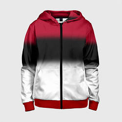 Толстовка на молнии детская Размытый полосатый узор черный красный белый, цвет: 3D-красный