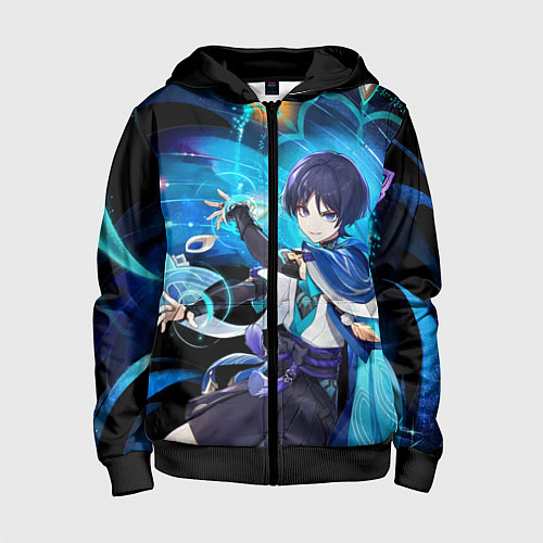 Детская толстовка на молнии Странник: Genshin impact / 3D-Черный – фото 1