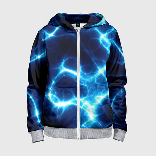 Детская толстовка на молнии Молния грозовая - электрические разряды / 3D-Меланж – фото 1
