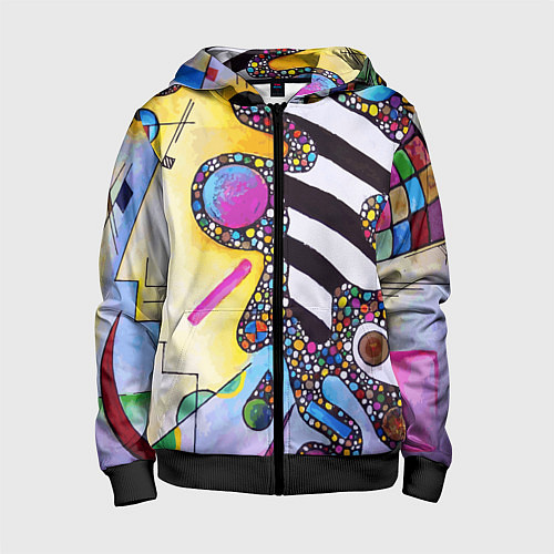 Детская толстовка на молнии Василий Кандинский Абстрактная композиция / 3D-Черный – фото 1