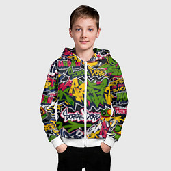Толстовка на молнии детская Крутое граффити, цвет: 3D-белый — фото 2