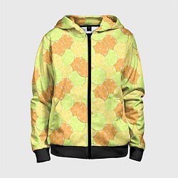 Толстовка на молнии детская Апельсин, лайм и лимон, цвет: 3D-черный