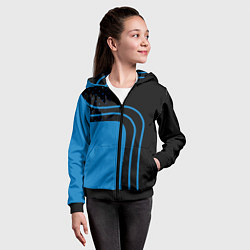 Толстовка на молнии детская Синие полоски, цвет: 3D-черный — фото 2