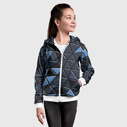 Толстовка на молнии детская Серые треугольники, цвет: 3D-белый — фото 2