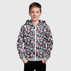 Толстовка на молнии детская Абстрактный паттерн с сердцами, цвет: 3D-меланж — фото 2