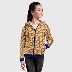 Толстовка на молнии детская Бежево-коричневый звёздочный паттерн, цвет: 3D-синий — фото 2