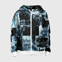 Толстовка на молнии детская Голубой, чёрный и белый абстракт, цвет: 3D-белый