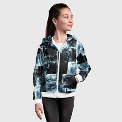 Толстовка на молнии детская Голубой, чёрный и белый абстракт, цвет: 3D-белый — фото 2