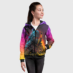 Толстовка на молнии детская Адский самурай, цвет: 3D-черный — фото 2