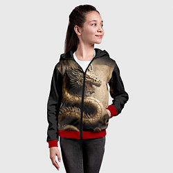 Толстовка на молнии детская Китайский дракон с открытой пастью, цвет: 3D-красный — фото 2