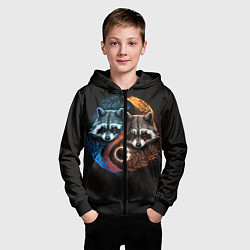 Толстовка на молнии детская Инь-янь еноты, цвет: 3D-черный — фото 2