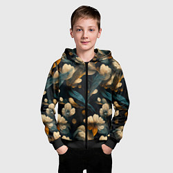 Толстовка на молнии детская Узор цветочный паттерн, цвет: 3D-черный — фото 2