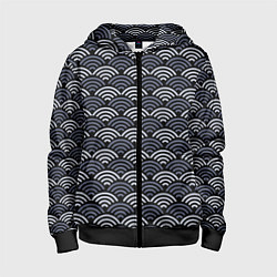 Детская толстовка на молнии Японский синий паттерн