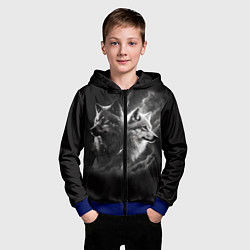 Толстовка на молнии детская Волки - белый и черный, цвет: 3D-синий — фото 2