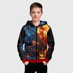 Толстовка на молнии детская Битва огней - два пламени, цвет: 3D-красный — фото 2