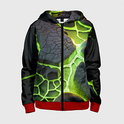 Толстовка на молнии детская Зеленая неоновая лава, цвет: 3D-красный