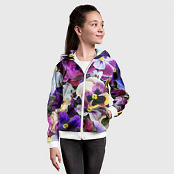 Толстовка на молнии детская Красивые анютины глазки, цвет: 3D-белый — фото 2