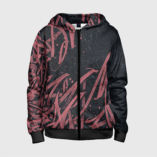 Детская толстовка на молнии Бордовое граффити / 3D-Черный – фото 1