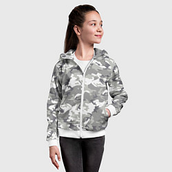 Толстовка на молнии детская Снежный камуфляж, цвет: 3D-белый — фото 2