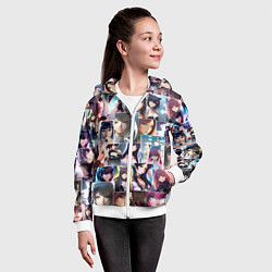 Толстовка на молнии детская Коллаж из портретов девушек: арт нейросети, цвет: 3D-белый — фото 2
