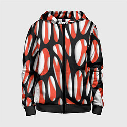 Толстовка на молнии детская Красные и черные сетчатые прожилки, цвет: 3D-черный