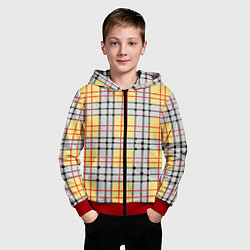 Толстовка на молнии детская Светлые квадраты и линии, цвет: 3D-красный — фото 2