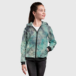 Толстовка на молнии детская Мандала спокойствия, космос, синяя, цвет: 3D-черный — фото 2