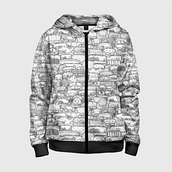 Толстовка на молнии детская Раскраска диваны, цвет: 3D-черный