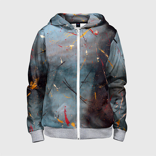 Детская толстовка на молнии Тёмно-серый туман и краски / 3D-Меланж – фото 1