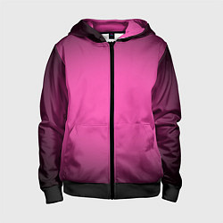 Толстовка на молнии детская Кислотный розовый с градиентом, цвет: 3D-черный