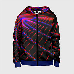 Толстовка на молнии детская Geometry neon texture, цвет: 3D-синий