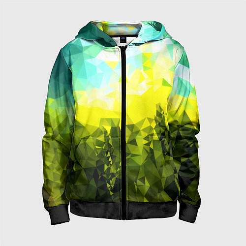 Детская толстовка на молнии Green abstract colors / 3D-Черный – фото 1