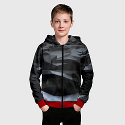 Толстовка на молнии детская Хромированные осколки броня, цвет: 3D-красный — фото 2