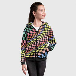 Толстовка на молнии детская Colorful avant-garde chess pattern - fashion, цвет: 3D-черный — фото 2