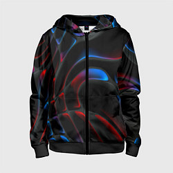 Толстовка на молнии детская Neon colors drops of liquid, цвет: 3D-черный