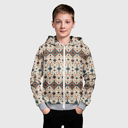 Толстовка на молнии детская Узорчатые квадраты, цвет: 3D-меланж — фото 2
