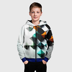 Толстовка на молнии детская Кубики текстура, цвет: 3D-синий — фото 2