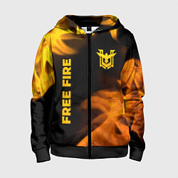 Детская толстовка на молнии Free Fire - gold gradient: надпись, символ