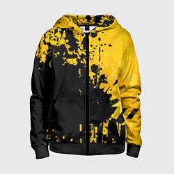 Детская толстовка на молнии Пятна черной краски на желтом фоне