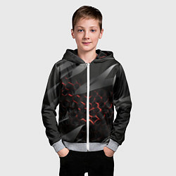 Толстовка на молнии детская Black and red abstract, цвет: 3D-меланж — фото 2