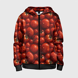 Толстовка на молнии детская Сочная текстура из томатов, цвет: 3D-черный