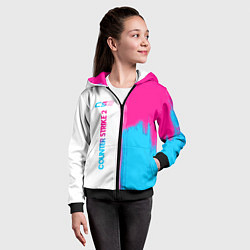 Толстовка на молнии детская Counter Strike 2 neon gradient style: по-вертикали, цвет: 3D-черный — фото 2