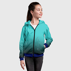 Толстовка на молнии детская Силуэт лисы на градиентном фоне, цвет: 3D-синий — фото 2