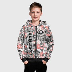 Толстовка на молнии детская Самурай татуировки, цвет: 3D-черный — фото 2